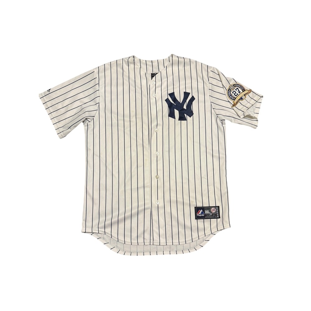 Majestic New York Yankees Derek Jeter 2 Jersey Pinstripe 27 World Series Patch L